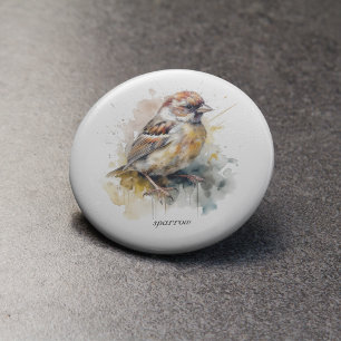 cute little sparrow in watercolor bottle opener