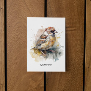 cute little sparrow in watercolor, customisable