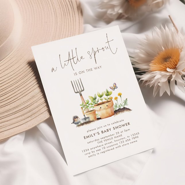 Cute Little Sprout Garden Baby Shower  Invitation (Creator Uploaded)
