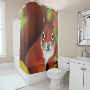  Cute Little Squirrel Shower Curtain