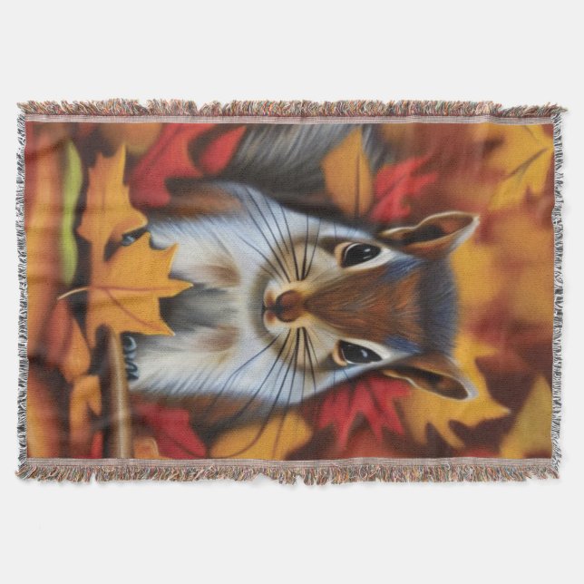 Cute Little Squirrel Throw Blanket (Front)