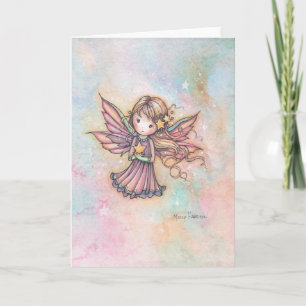 Cute Little Star Fae Watercolor Fantasy Art Card