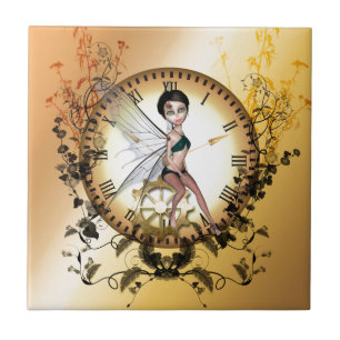 Cute little steampunk fairy ceramic tile