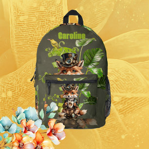 Cute little steampunk fox printed backpack
