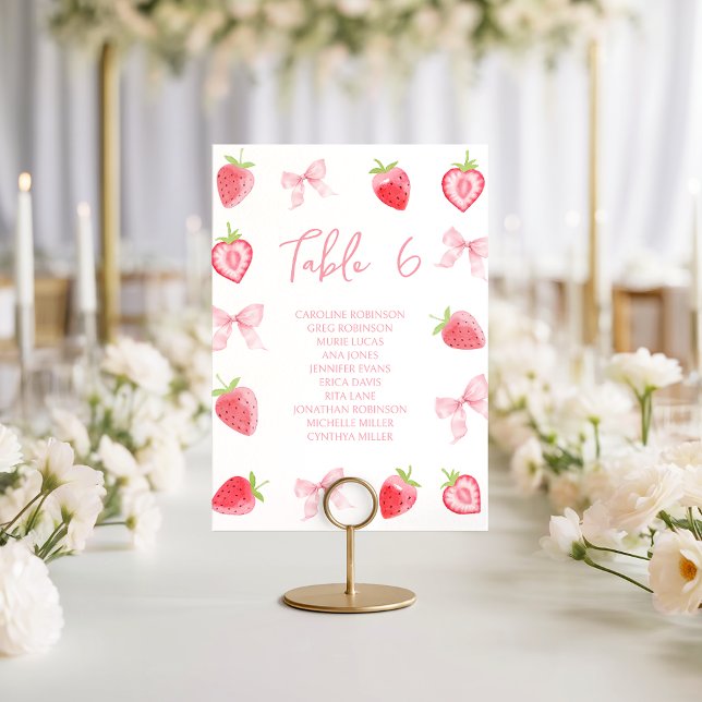 Cute Little Strawberry Bow Baby Girl Table Number (Creator Uploaded)