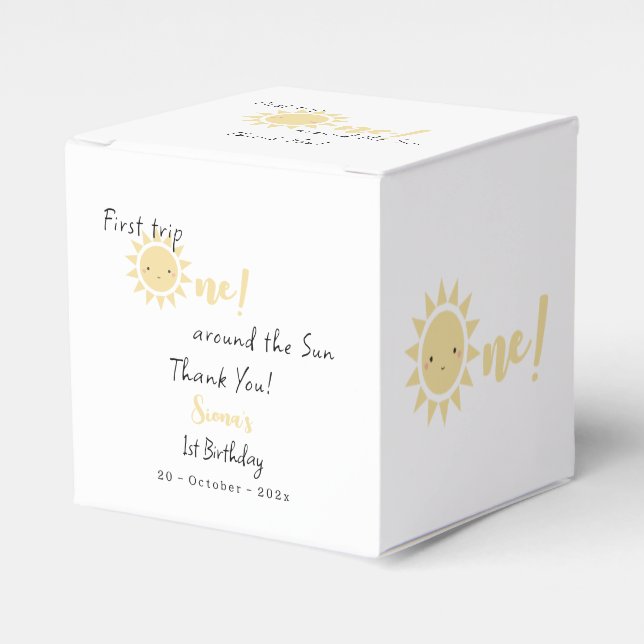 Cute Little Sunshine 1st Birthday Favour Box (Front Side)