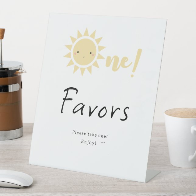 Cute Little Sunshine 1st Birthday Favours Pedestal Sign (In SItu)