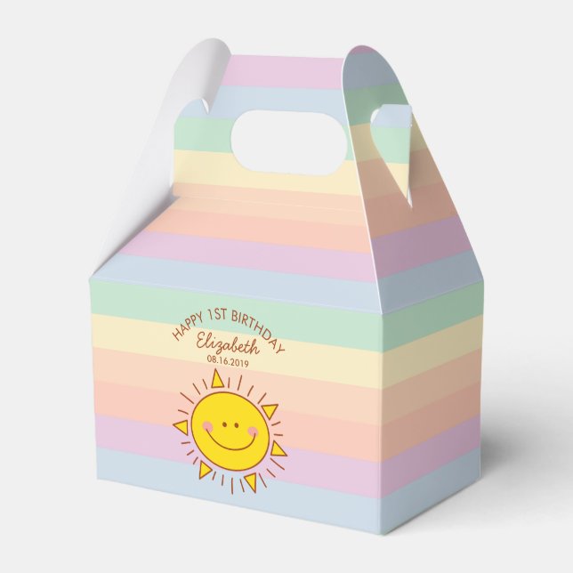 Cute Little Sunshine Baby First Birthday Party Favour Box (Front Side)