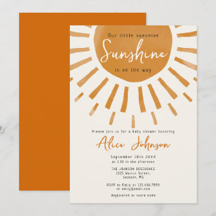 Cute Little Sunshine Boho Baby Shower Invitation
