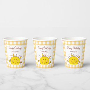 Cute Little Sunshine Kids Happy Birthday Party Paper Cups