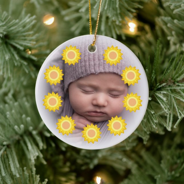 Cute Little Sunshine Photo Ceramic Ornament (Tree)