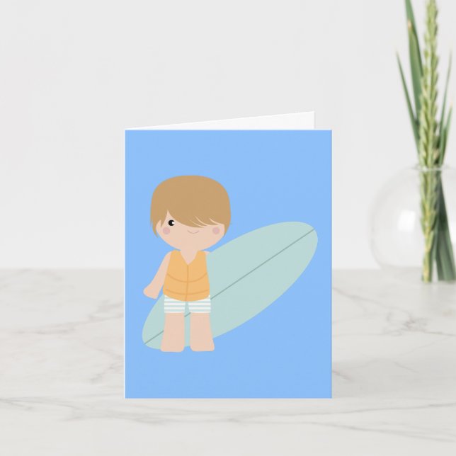 Cute Little Surfer Note Card (Front)