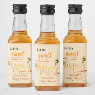 Cute Little Sweet Dripping Honey Baby Shower Liquor Bottle Label