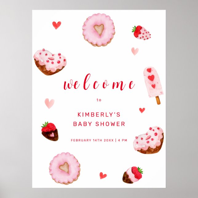 Cute Little Sweetheart Doughnuts Welcome Baby Show Poster (Front)
