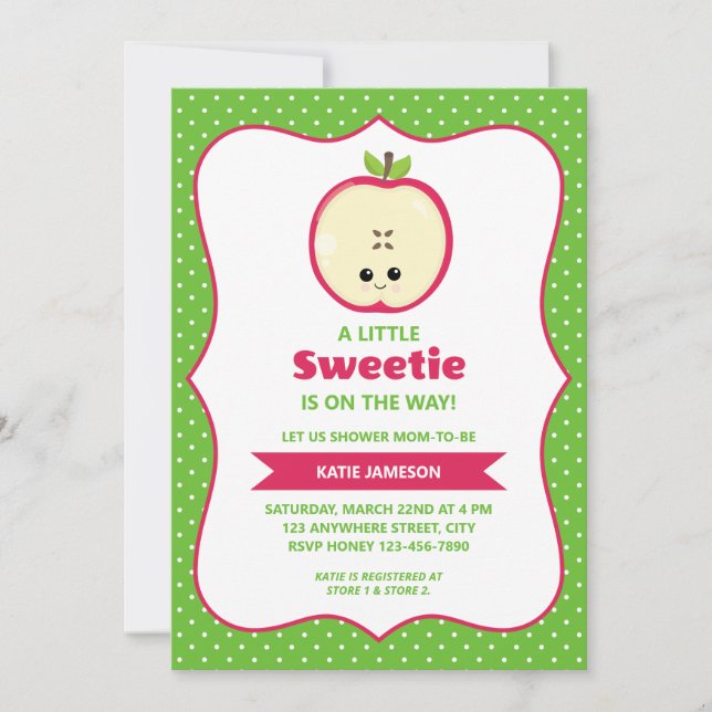 Cute Little Sweetie Apple Baby Shower Invitation (Front)