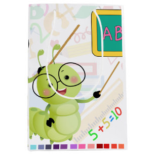 Cute Little Teacher Caterpillar Back to School Medium Gift Bag