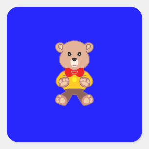 Cute Little Teddy Bear on Blue Sticker