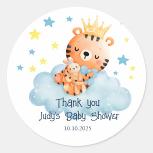 Cute Little Tiger Baby Shower Classic Round Sticker