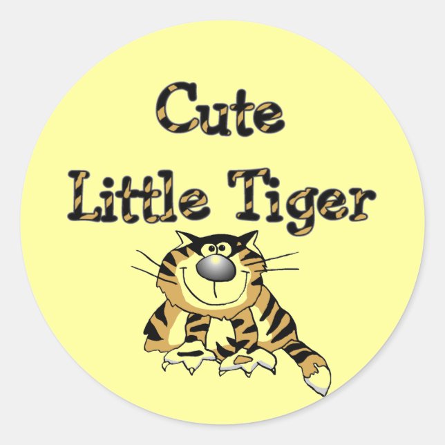 Cute Little Tiger Tshirts and Gifts Classic Round Sticker (Front)