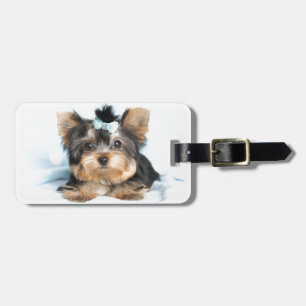 Cute Little Tiny Yorkie Pup design Luggage Tag