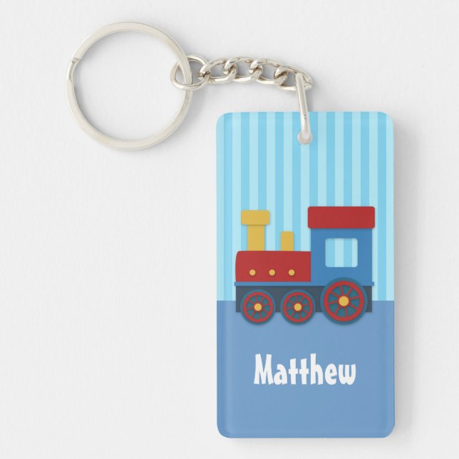 Cute Little Train Kids Personalised Keychain (Front)