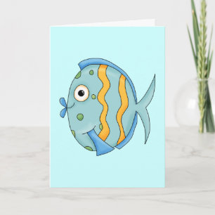 Cute Little Tropical Ocean Fish Cartoon Character Card