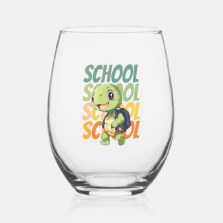 cute little turtle gift idea for back to school stemless wine glass