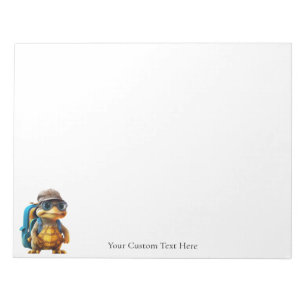 Cute Little Turtle with Backpack, 11 x 8.5 Notepad