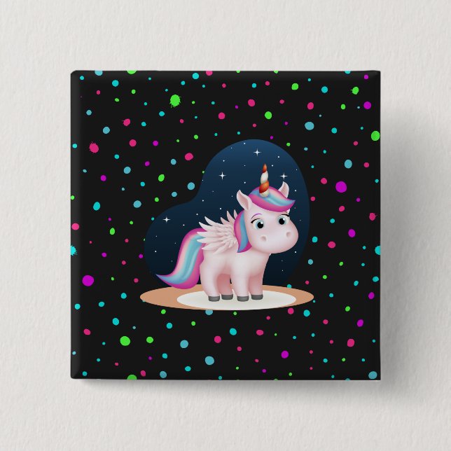Cute Little Unicorn 15 Cm Square Badge (Front)