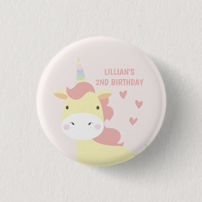 Cute Little Unicorn Birthday 3 Cm Round Badge (Front)