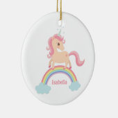 Cute Little Unicorn on Rainbow Girls Name Ornament (Right)