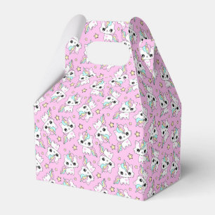 cute little unicorn stars pink background favour box