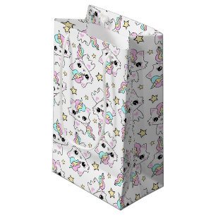 cute little unicorn stars white background small gift bag