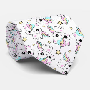 cute little unicorn stars white background tie