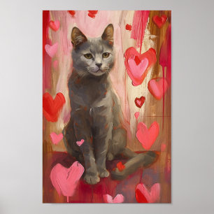 Cute Little Valentines Day Cat Poster