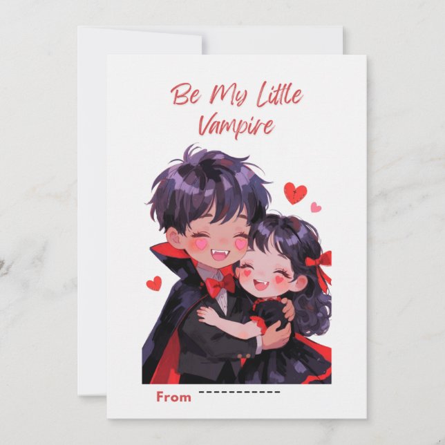 Cute Little Vampire Couple Valentine Card (Front)