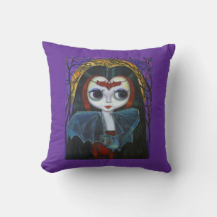 Cute Little Vampire Girl Doll with Bat Cushion