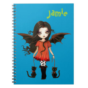 Cute Little Vampire with Cats Personalised Notebook