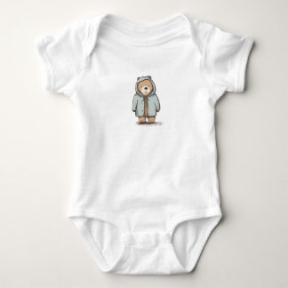 Cute Little Watercolor Bear Baby Bodysuit