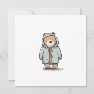 Cute Little Watercolor Bear Holiday Card