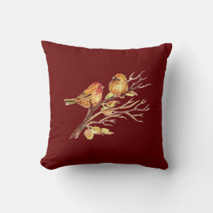 Cute Little Watercolor Birds Nature Wildlife Cushion