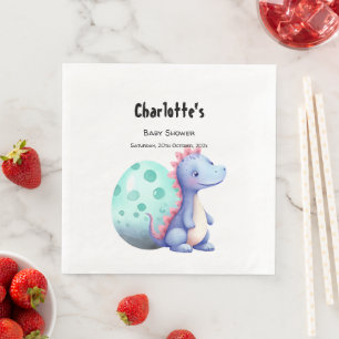 Cute Little Watercolor Dinosaur Baby Shower Napkin