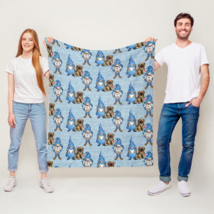 Cute Little Watercolor Gnomes  Fleece Blanket
