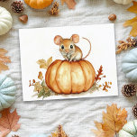Cute little Watercolor Mouse Halloween Pumpkin Postcard<br><div class="desc">This design may be personalised by choosing the Edit Design option. You may also transfer onto other items. Contact me at colorflowcreations@gmail.com or use the chat option at the top of the page if you wish to have this design on another product or need assistance with this design. See more...</div>