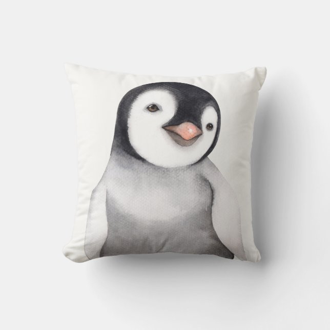 Cute Little Watercolor Penguin Custom Cushion (Front)