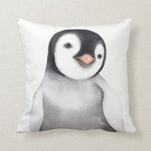 Cute Little Watercolor Penguin Custom Cushion