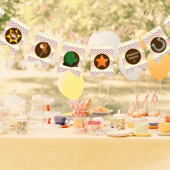 Cute little western cowboy age 1 birthday bunting  (wonderful cowboy themed bunting banner)