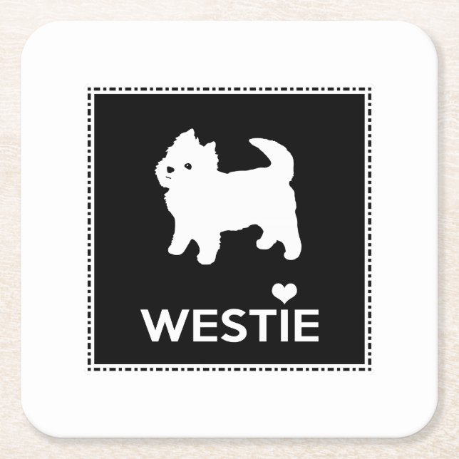 Cute Little Westie - West Highland Terrier Square Paper Coaster (Front)