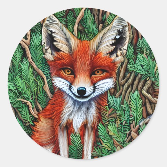 Cute Little wilderness Fox Classic Round Sticker (Front)