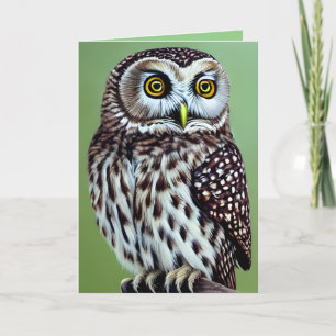 Cute Little Wilderness Woodland Owl Holiday Card